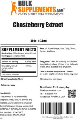 Chasteberry Extract label