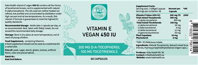 Vitamin E Vegan 450 IU label