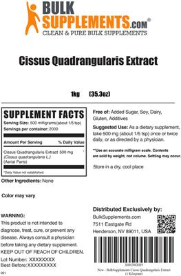 Cissus Quadrangularis Extract label