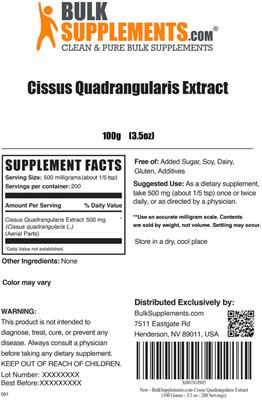 Cissus Quadrangularis Extract label