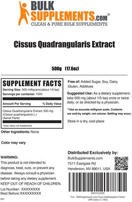 Cissus Quadrangularis Extract label