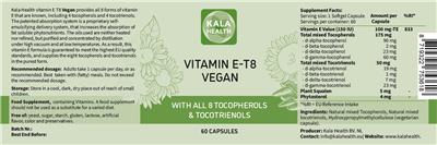 Vitamin E-T8 Vegan label