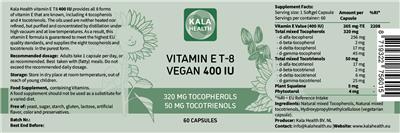 Vitamin E-T8 Vegan 400 IU label