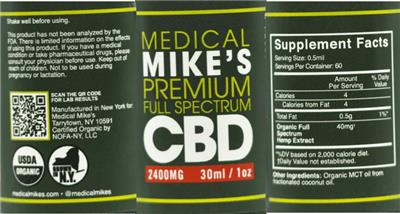 CBD 2400 mg label