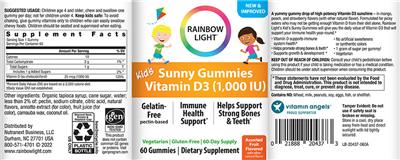 Kid's Sunny Gummies Vitamin D3 (1,000 IU) label