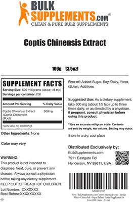 Coptis chinensis Extract label