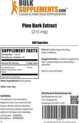 Pine Bark Extract (215 mg) label