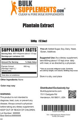 Plantain Extract label