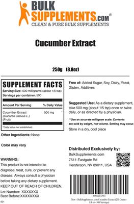 Cucumber Extract label