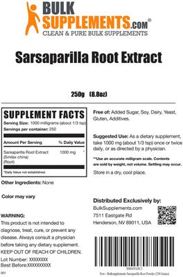 Sarsaparilla Root Extract label