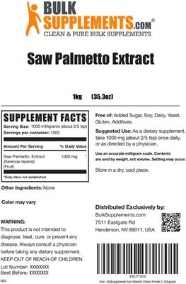 Saw Palmetto Extract label