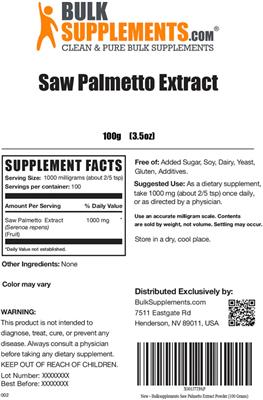 Saw Palmetto Extract label