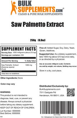 Saw Palmetto Extract label