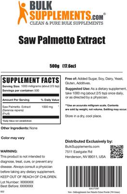 Saw Palmetto Extract label