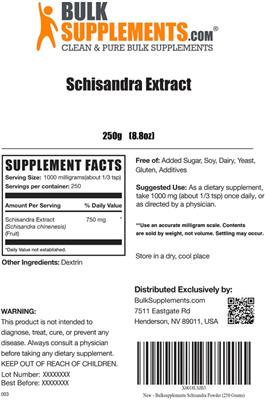 Schisandra Extract label