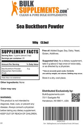 Sea Buckthorn Powder label