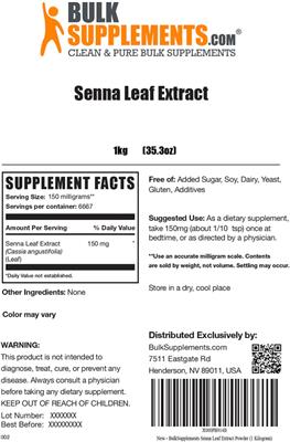 Senna Leaf Extract label