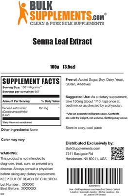 Senna Leaf Extract label