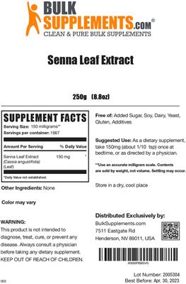 Senna Leaf Extract label