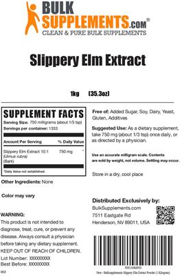 Slippery Elm Extract label