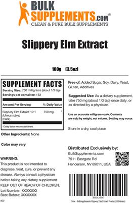 Slippery Elm Extract label