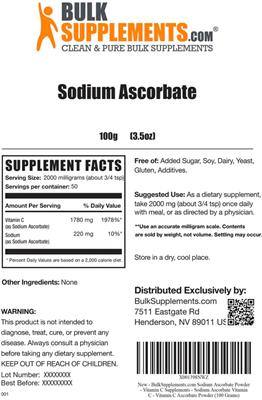 Sodium Ascorbate label