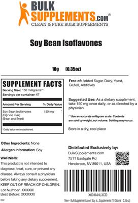 Soy Bean Isoflavones label