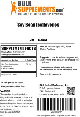 Soy Bean Isoflavones label