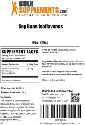 Soy Bean Isoflavones label
