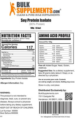 Soy Protein Isolate (90% Protein) label