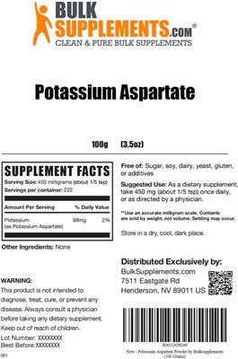 Potassium Aspartate label