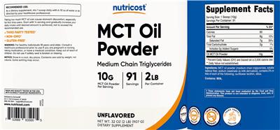 MCT Oil Powder 10 g Unflavored label