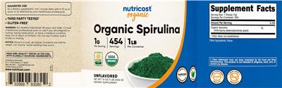Organic Spirulina 1 g Unflavored label