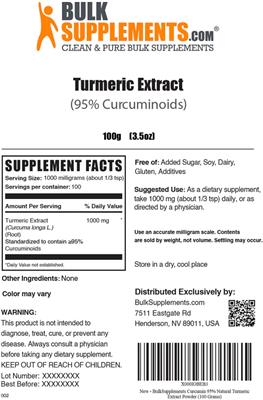 Turmeric Extract (95% Curcuminoids) label