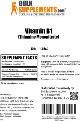 Vitamin B1 (Thiamine Mononitrate) label