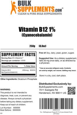 Vitamin B12 1% (Cyanocobalamin) label