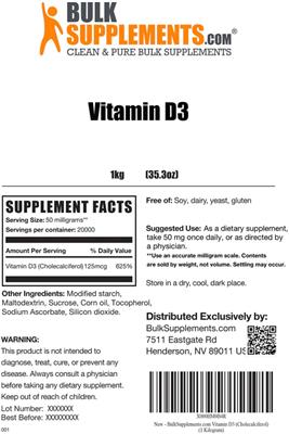 Vitamin D3 label