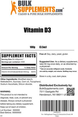 Vitamin D3 label
