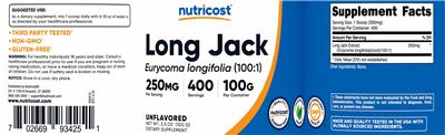 Long Jack 250 mg Unflavored label