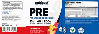 PRE Pre-Workout Complex Fruit Punch label