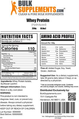 Whey Protein label