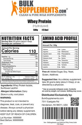 Whey Protein label