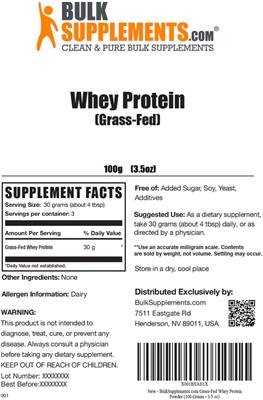 Whey Protein (Grass-Fed) label