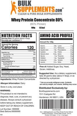 Whey Protein Concentrate 80% label