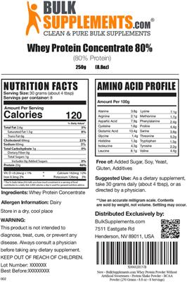 Whey Protein Concentrate 80% label