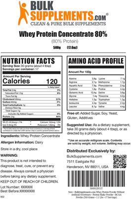 Whey Protein Concentrate 80% label
