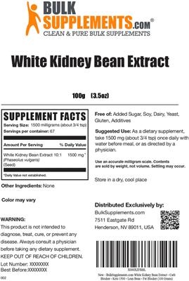 White Kidney Bean Extract label