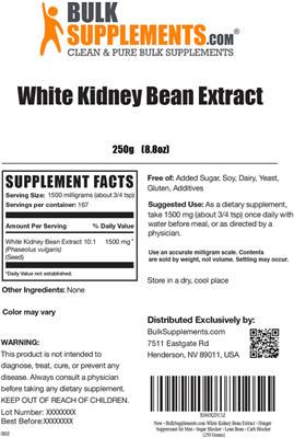 White Kidney Bean Extract label