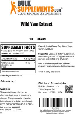 Wild Yam Extract label
