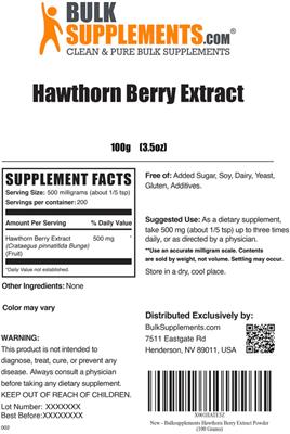 Hawthorn Berry Extract label
